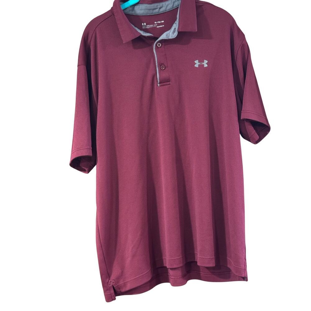 Under Armour Heatgear Burgundy Red Polo Sports Shirt Short Sleeve Mens Size XL